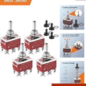 4-Pack Waterproof 12V DC 30A Marine Toggle Switches - Heavy Duty,  Rated